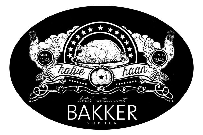 Sticker Halve Haan à la Restaurant Bakker in Vorden